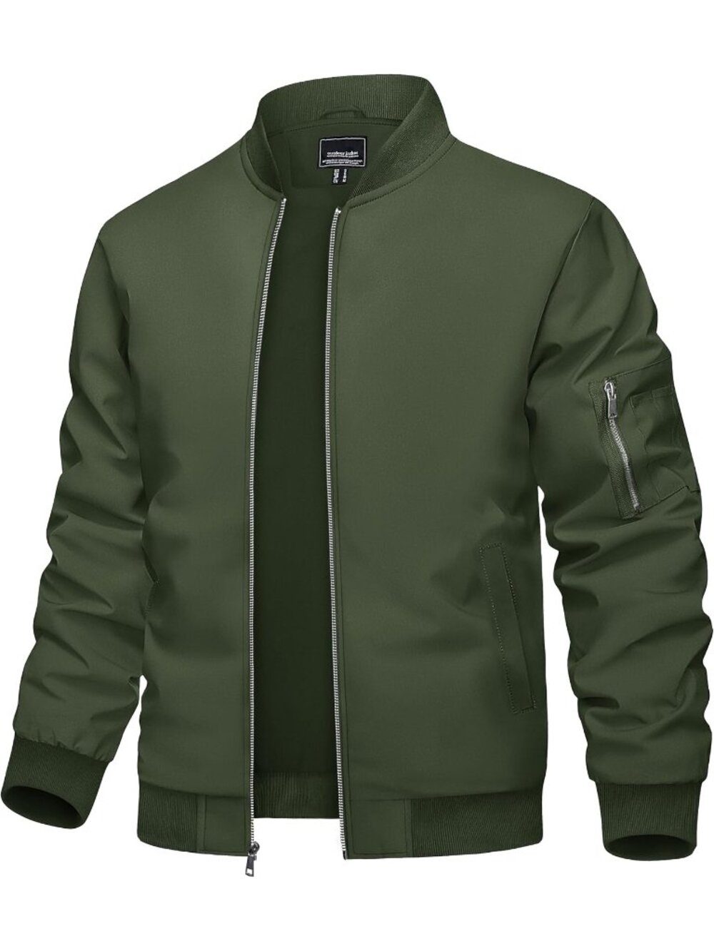 🆕Men's Green Lightweight Casual Spring Fall Windbreaker Zip Up Bomber Jacket